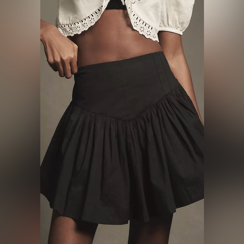Maeve Black Basque-Waist Flirty Mini Skirt
